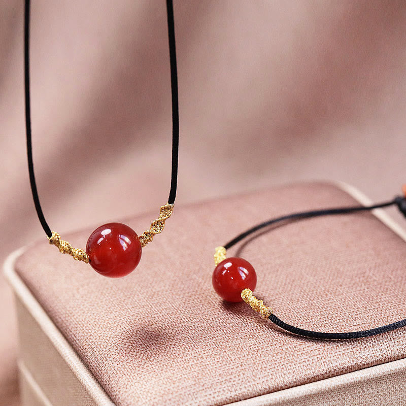 Red Agate Chalcedony Bracelet Necklace for Confidence & Harmony