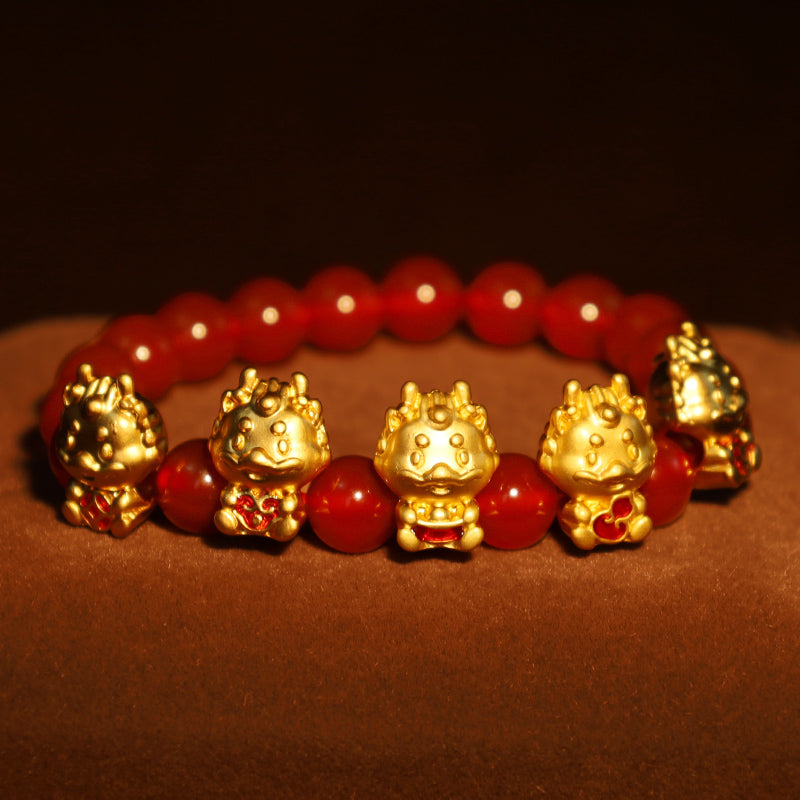 Red Agate Dragon Protection Bracelet for Protection