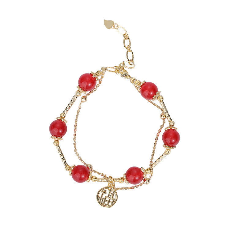 Red Agate Fu Character Self-acceptance Bracelet