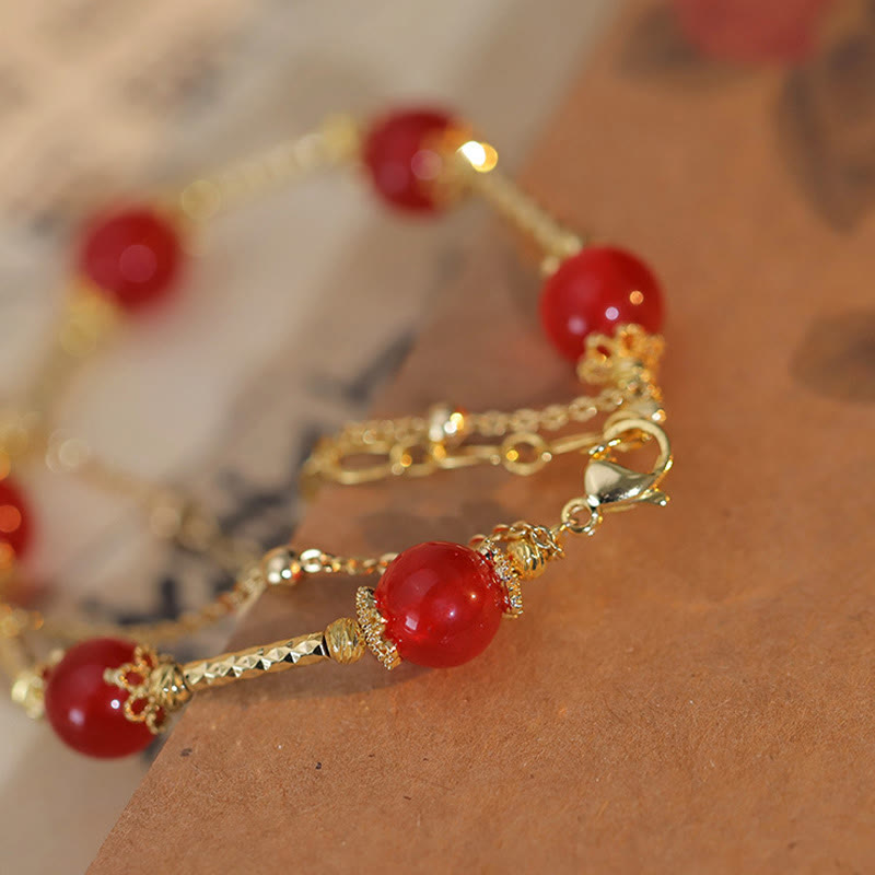 Red Agate Fu Character Self-acceptance Bracelet