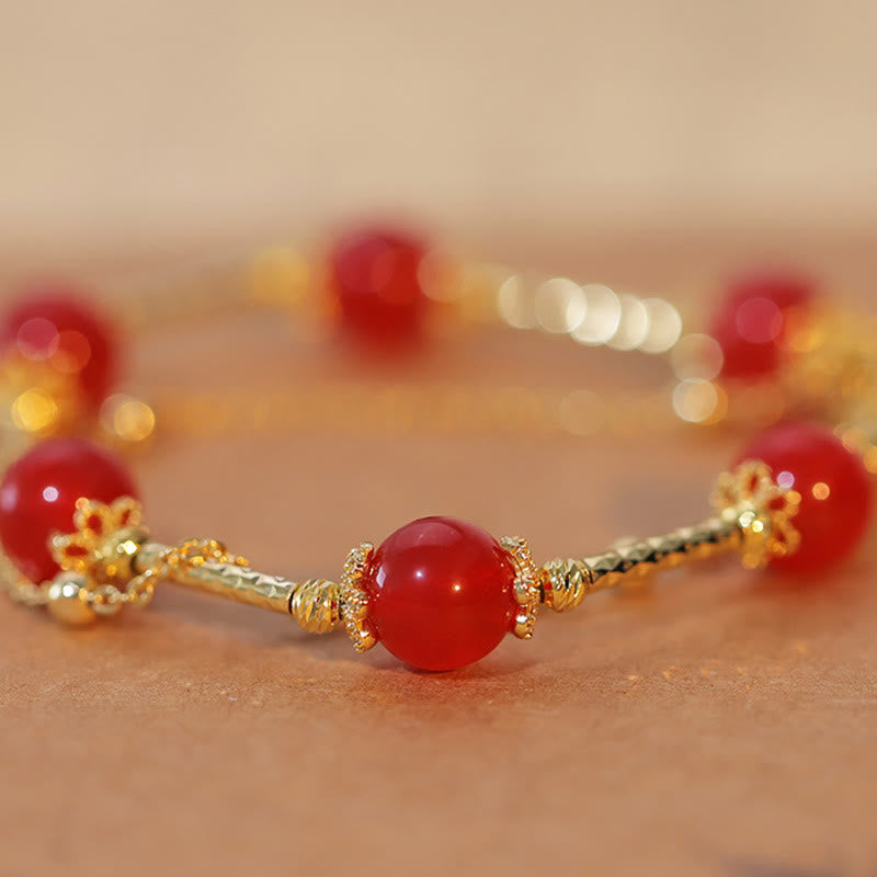Red Agate Fu Character Self-acceptance Bracelet