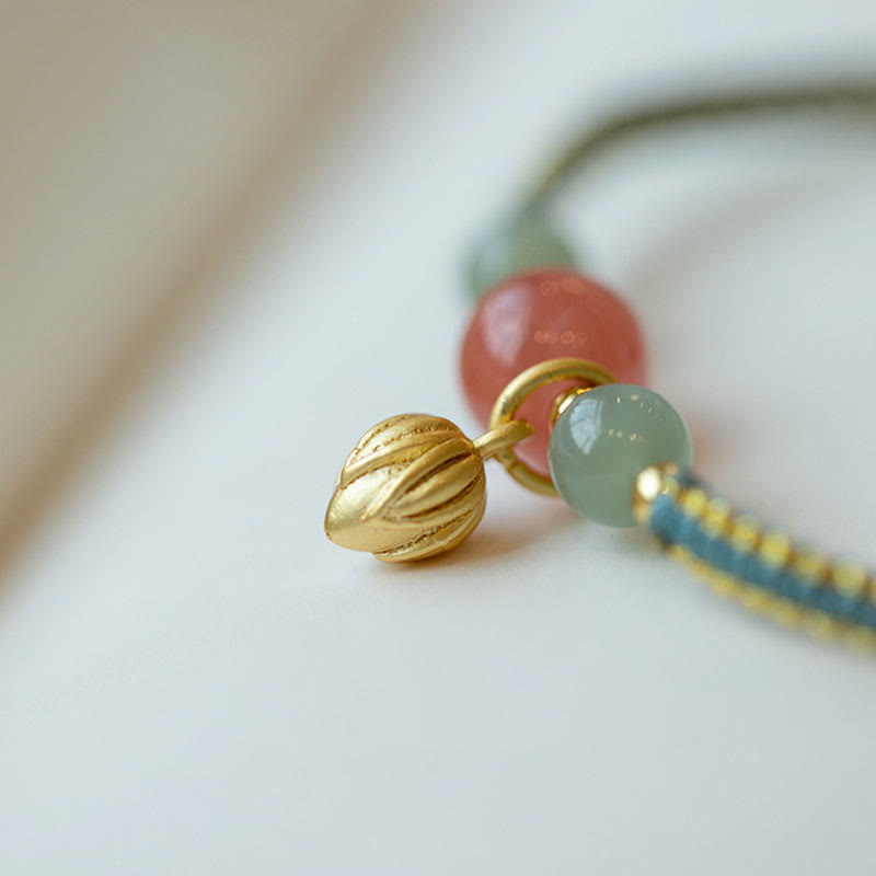 Red Agate Jade Lotus Confidence Bracelet