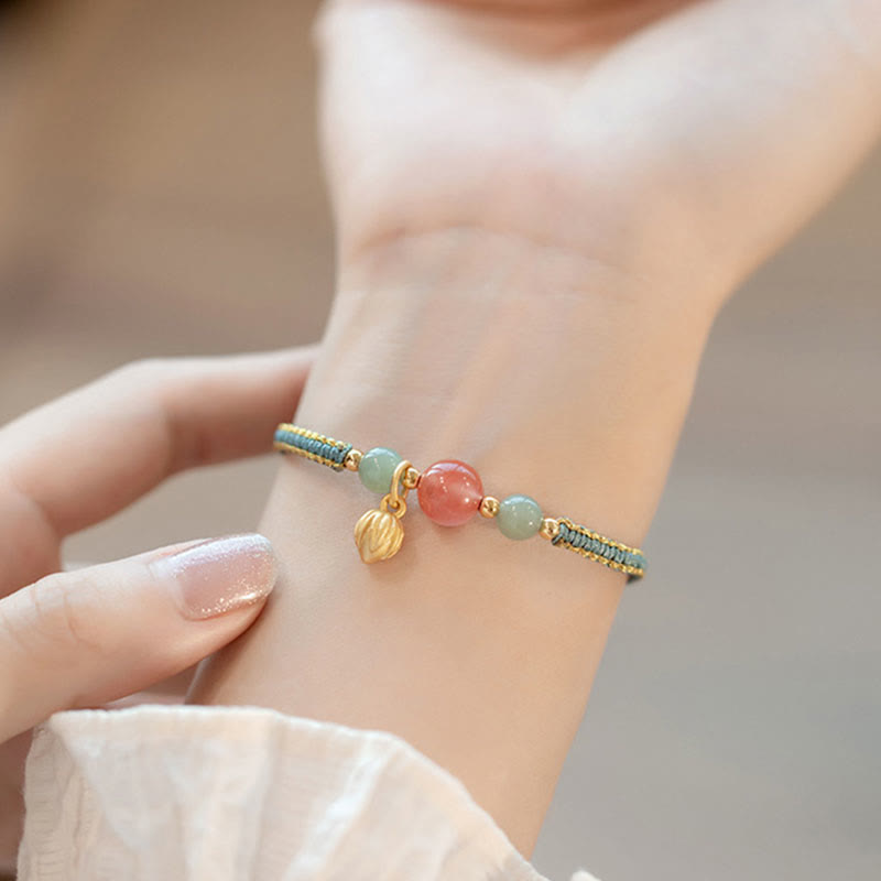 Red Agate Jade Lotus Confidence Bracelet