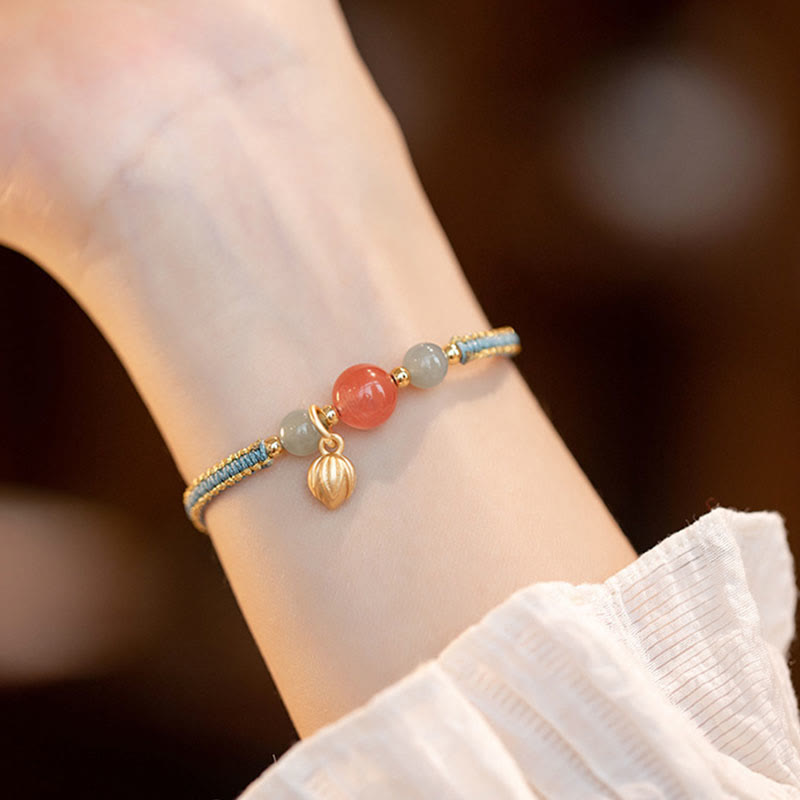 Red Agate Jade Lotus Confidence Bracelet