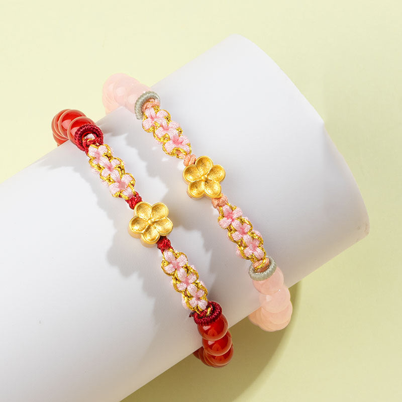 Red Agate Pink Crystal 7mm Sterling Silver Agate Bracelet