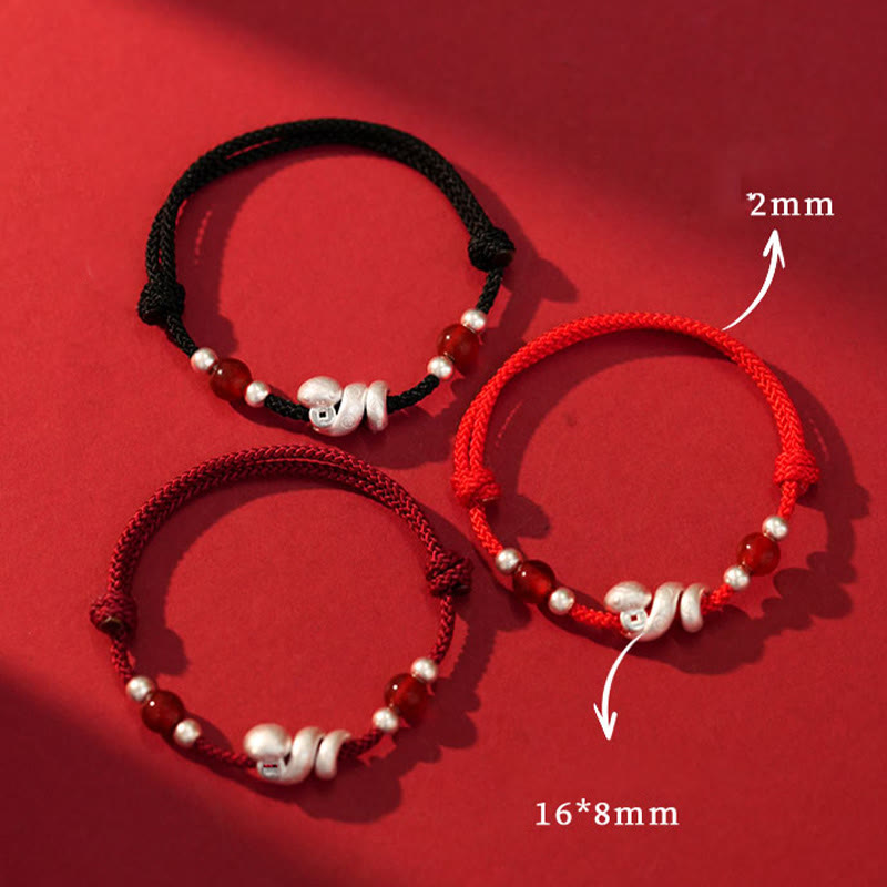 Red Agate Snake Sterling Silver Confidence Bracelet