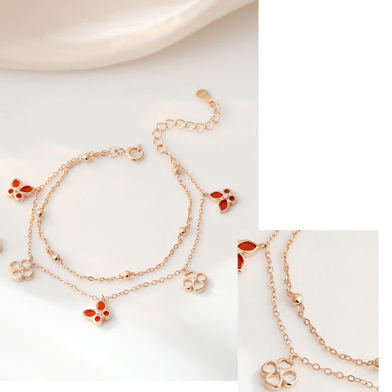 Red Agate & Tridacna Stone Calm Bracelet Necklace Set