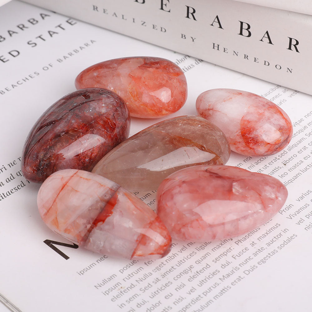 Red Fire Quartz Tumbled Stones 1.7-2.2 Inch Polished
