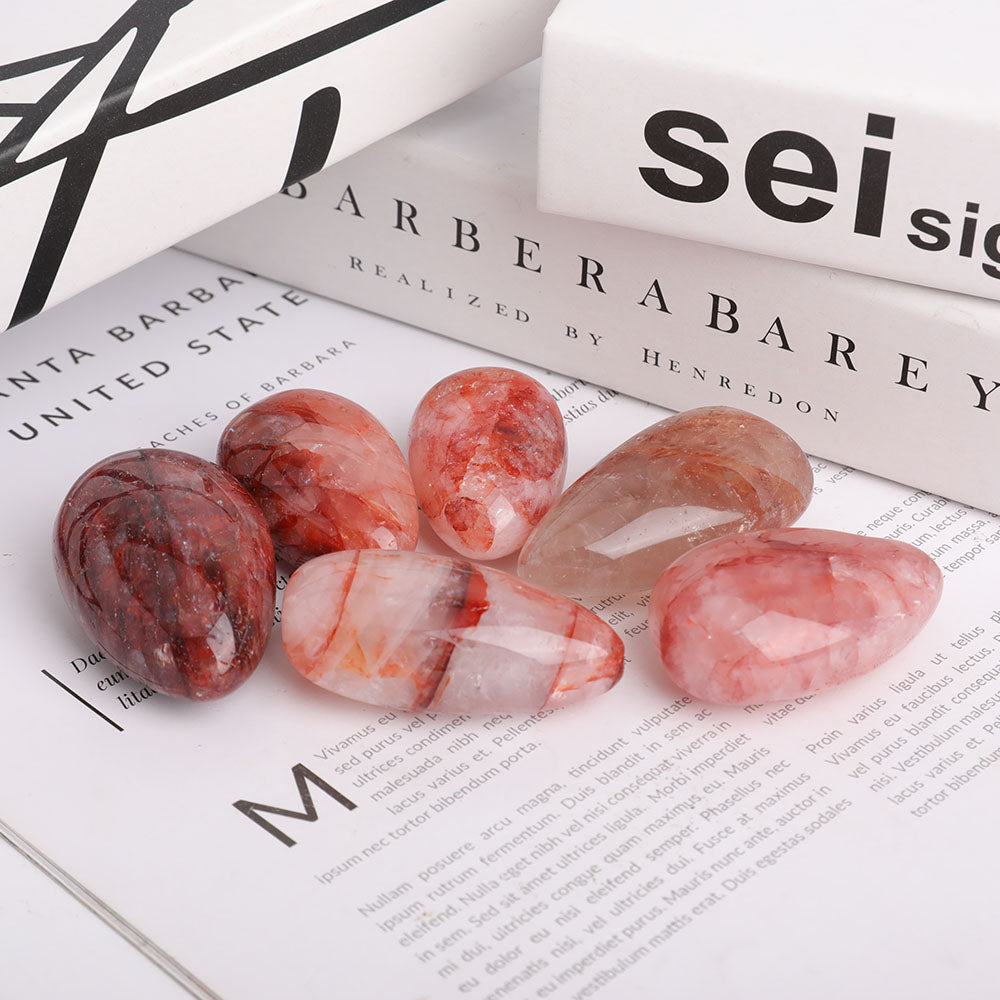 Red Fire Quartz Tumbled Stones 1.7-2.2 Inch Polished