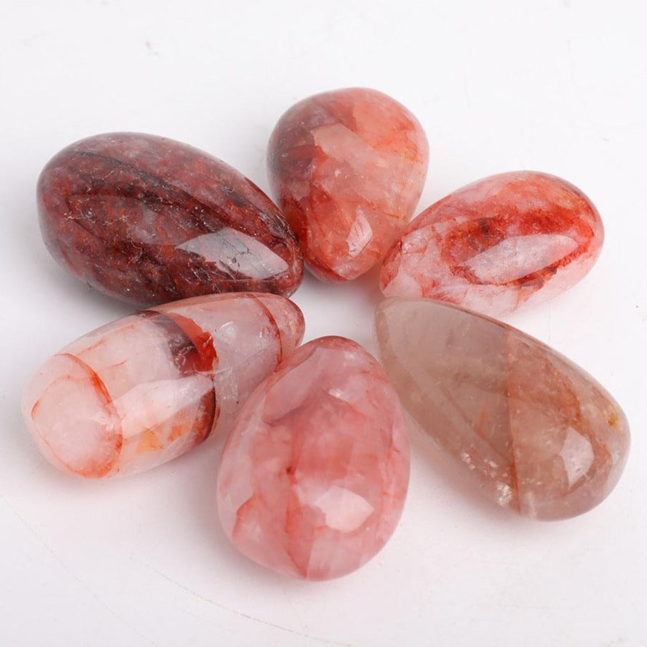 Red Fire Quartz Tumbled Stones 1.7-2.2 Inch Polished