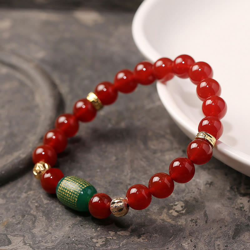 Red Green Agate Bracelet for Calm and Spiritual Balance