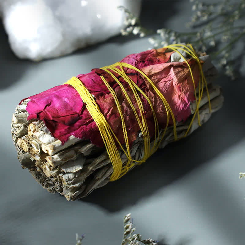Red Rose Smudge Stick for Home Cleansing | Meditation Ritual