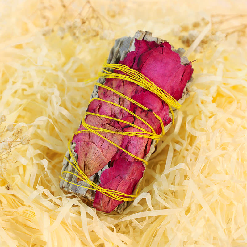 Red Rose Smudge Stick for Home Cleansing | Meditation Ritual