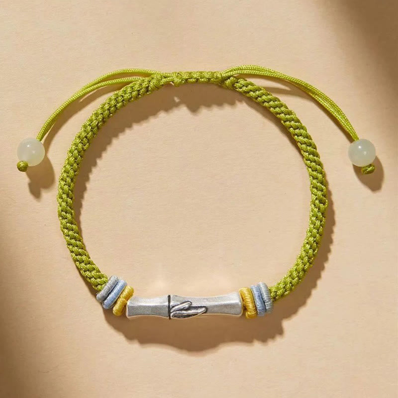 Red String 999 Sterling Silver Bamboo Enlightenment Bracelet