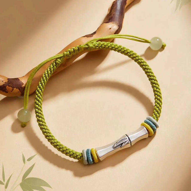 Red String 999 Sterling Silver Bamboo Enlightenment Bracelet