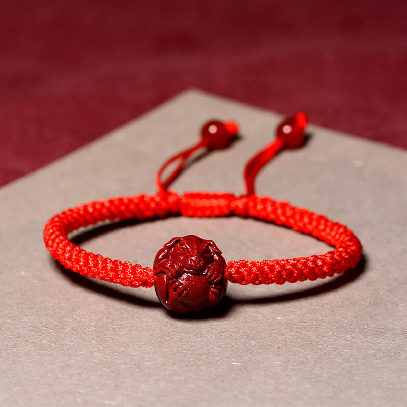 Red String Chinese Zodiac Cinnabar Bracelet for Protection
