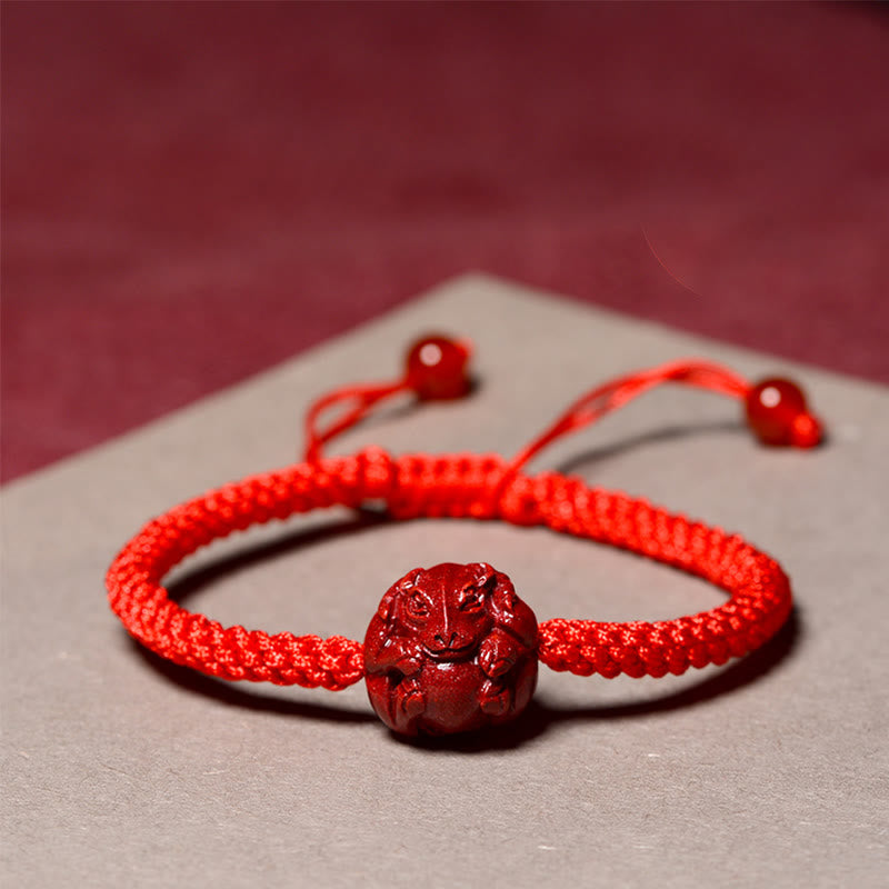 Red String Chinese Zodiac Cinnabar Bracelet for Protection