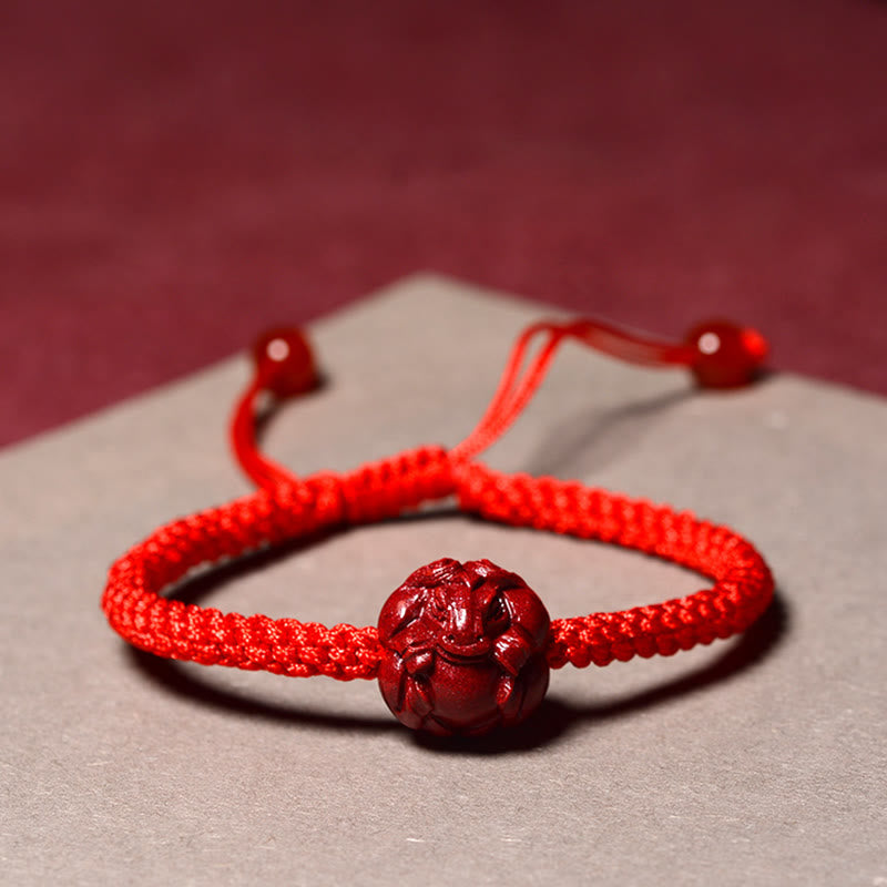 Red String Chinese Zodiac Cinnabar Bracelet for Protection