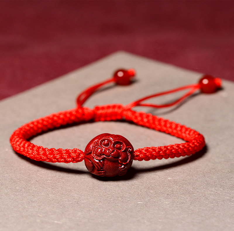 Red String Chinese Zodiac Cinnabar Bracelet for Protection
