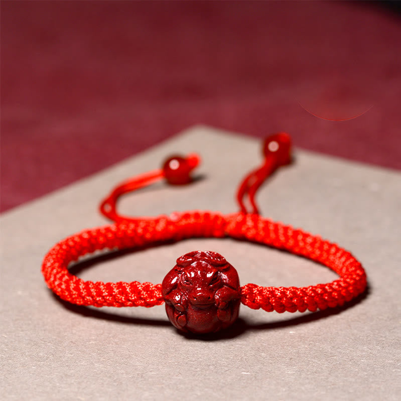 Red String Chinese Zodiac Cinnabar Bracelet for Protection