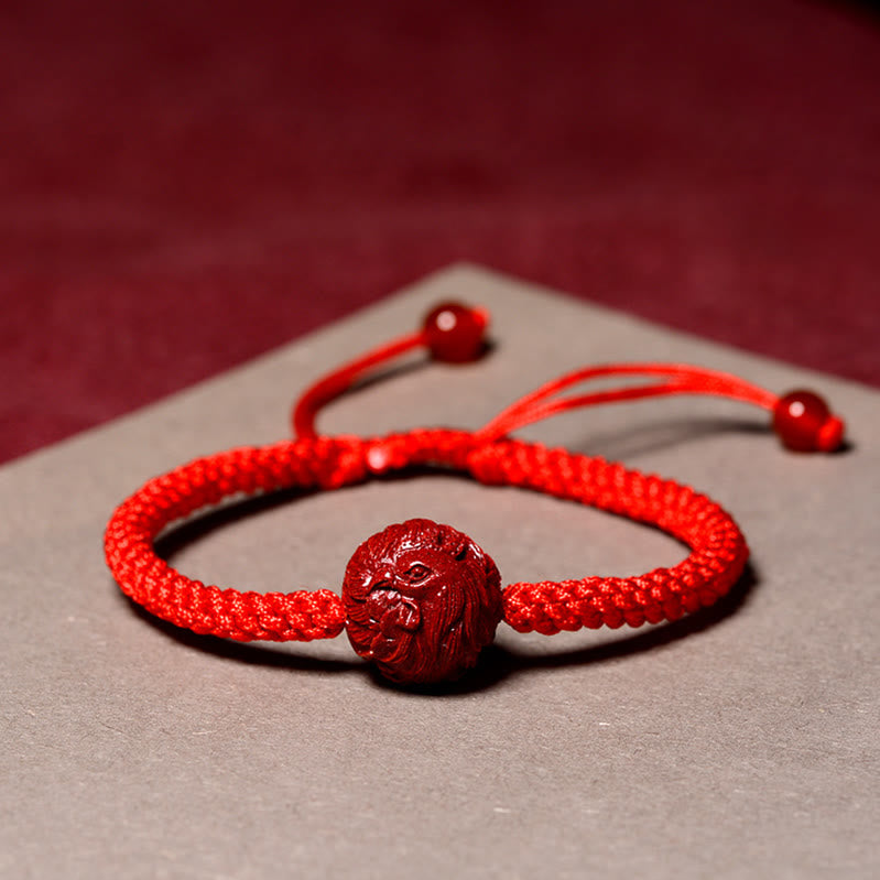 Red String Chinese Zodiac Cinnabar Bracelet for Protection