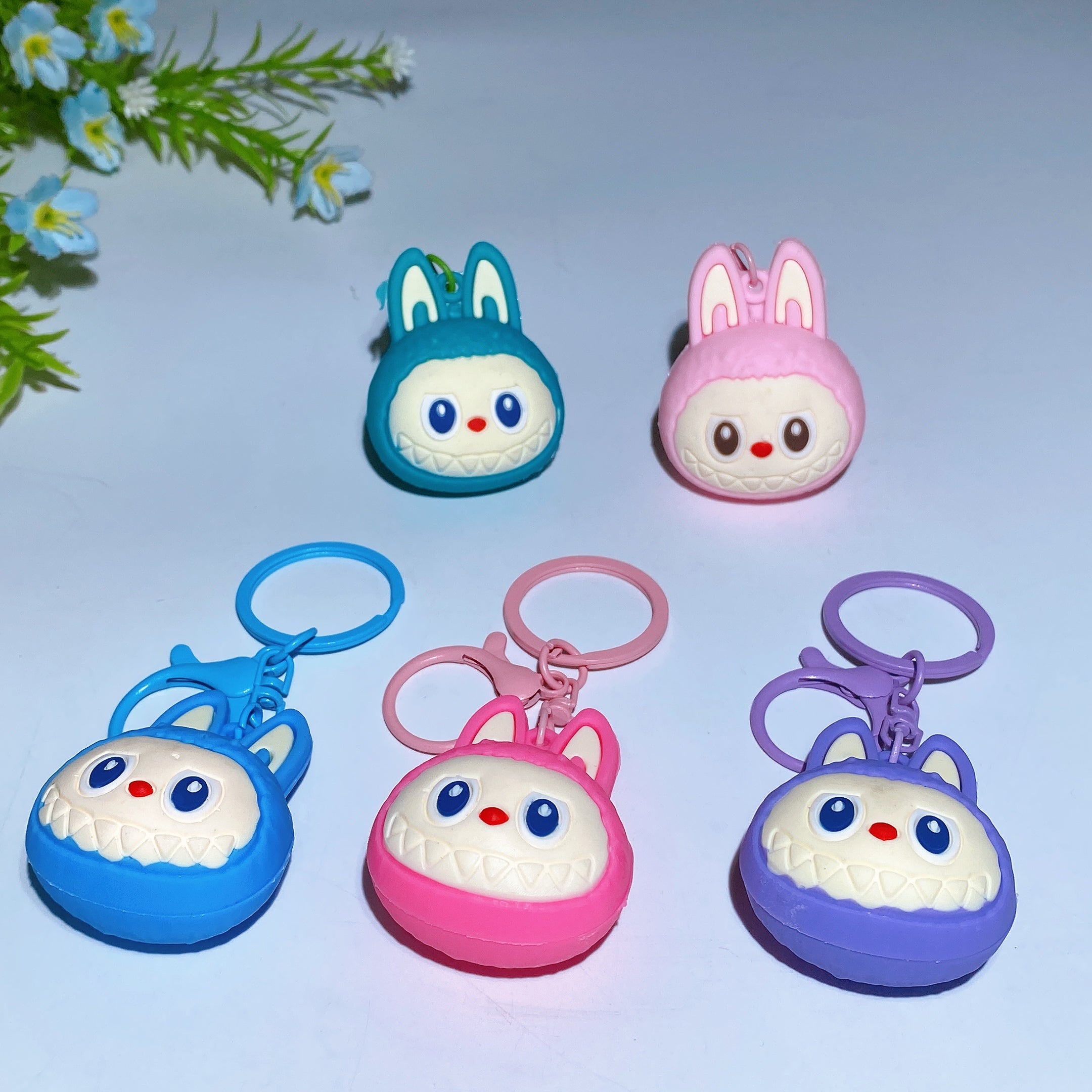 Resin Crystal Labubu Key Chain for Car Hanging Charm 70mm