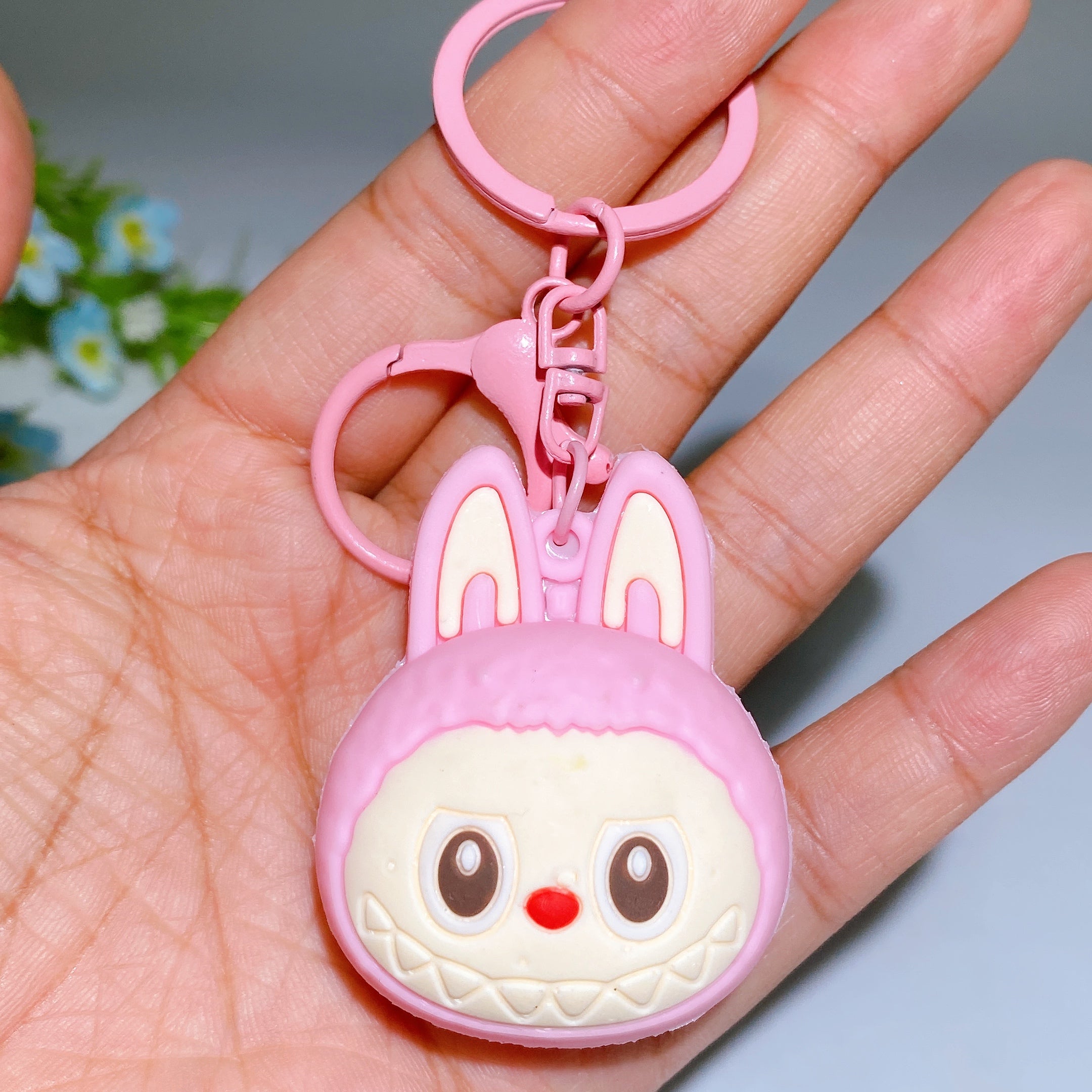 Resin Crystal Labubu Key Chain for Car Hanging Charm 70mm