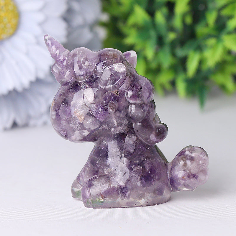 Resin Unicorn Crystal Carvings 2.5-3 Inch Healing Figurines
