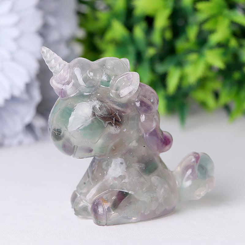 Resin Unicorn Crystal Carvings 2.5-3 Inch Healing Figurines