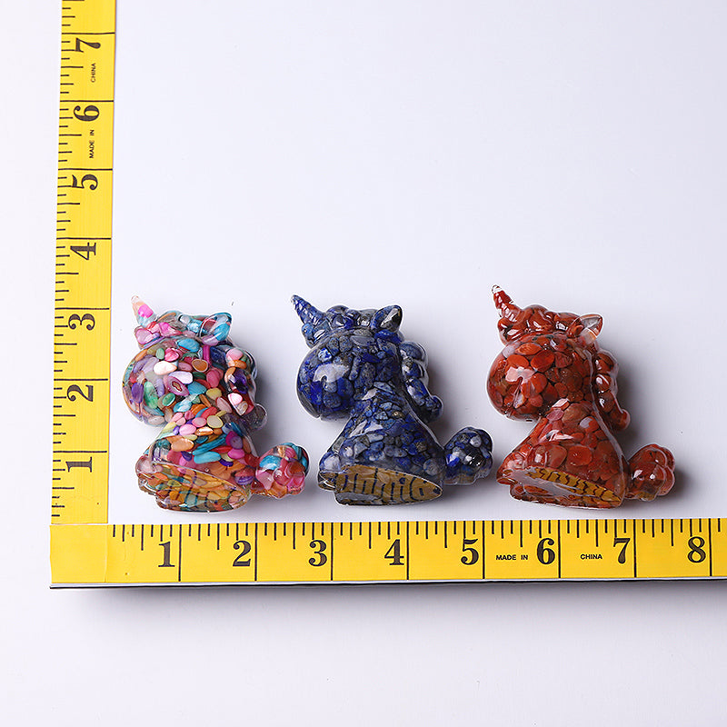 Resin Unicorn Crystal Carvings 2.5-3 Inch Healing Figurines
