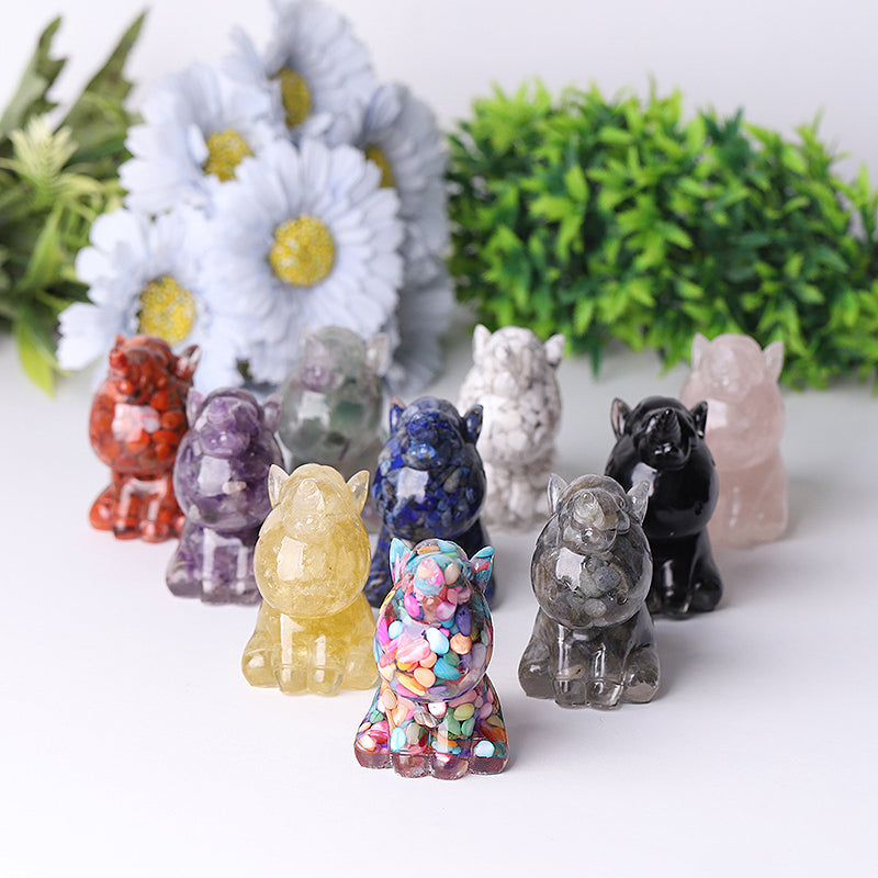 Resin Unicorn Crystal Carvings 2.5-3 Inch Healing Figurines