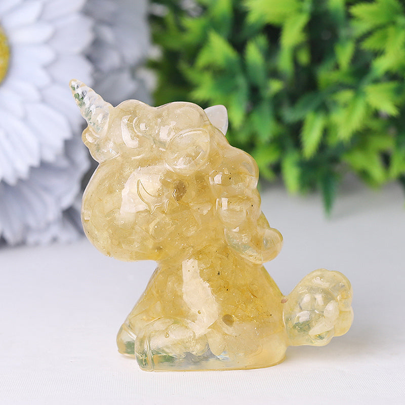 Resin Unicorn Crystal Carvings 2.5-3 Inch Healing Figurines