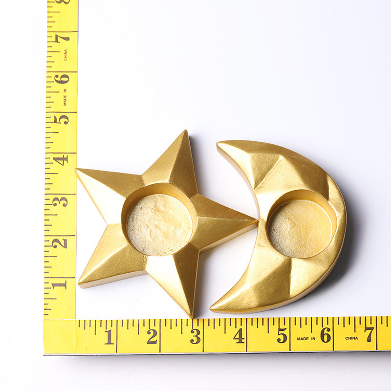 Resin Zen Star & Moon Candle Holder Set for Home