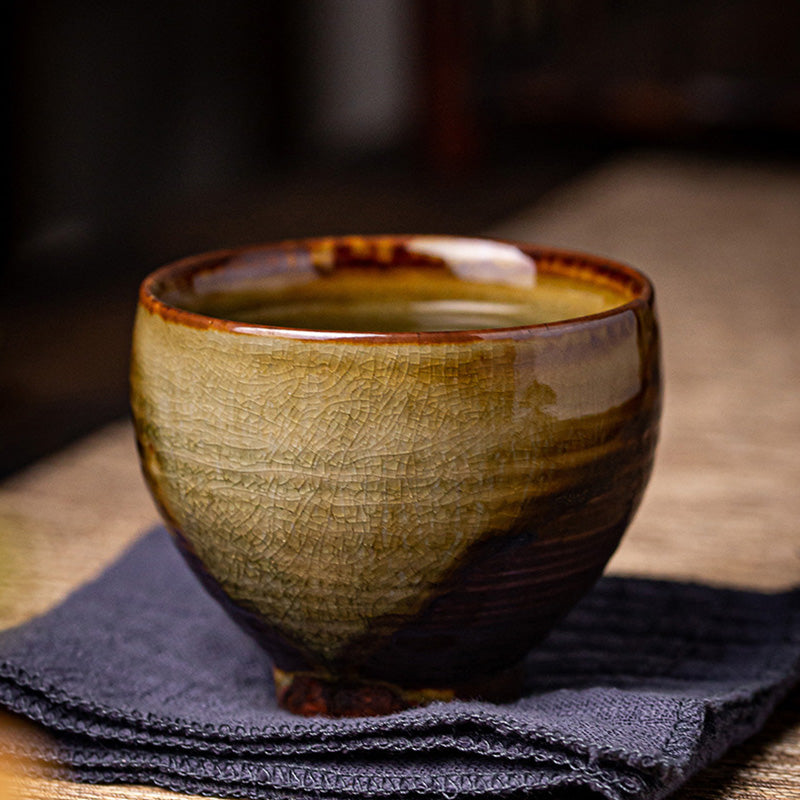 Retro Brown Ceramic Zen Teacup 130ml Meditation Cup