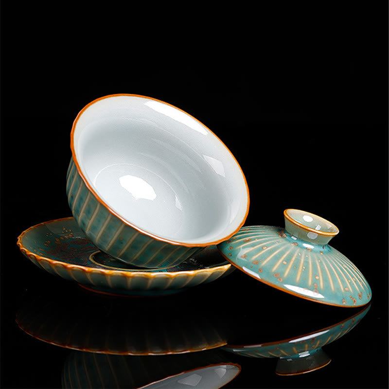 Retro Glaze Kiln Change Ceramic Gaiwan Tea Cup 150ml