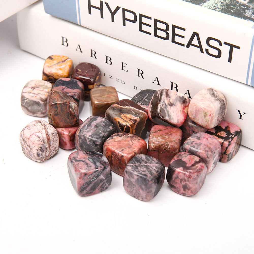 Rhodonite Crystal Cubes Bag 1.5-2cm Polished Stones