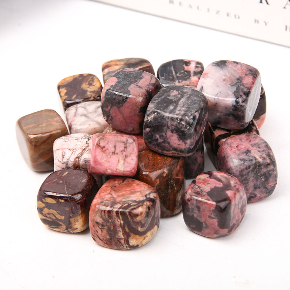 Rhodonite Crystal Cubes Bag 1.5-2cm Polished Stones