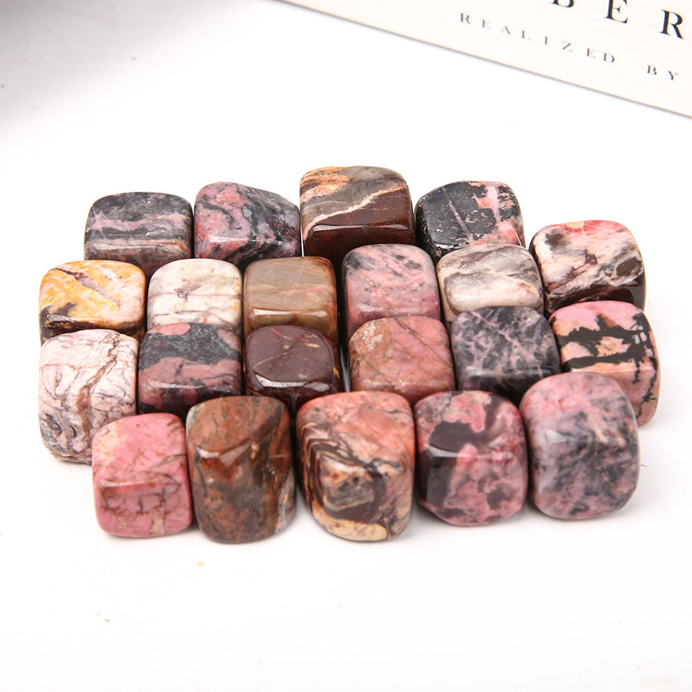 Rhodonite Crystal Cubes Bag 1.5-2cm Polished Stones