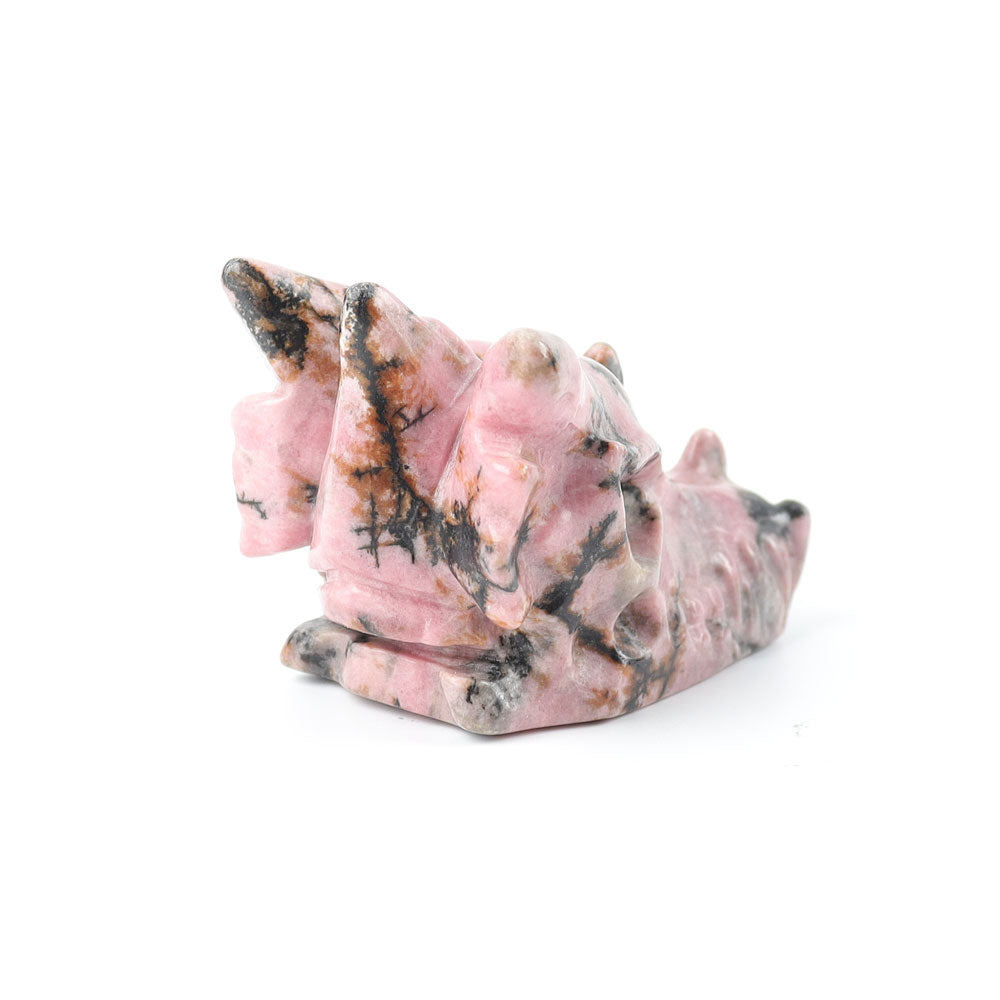 Rhodonite Crystal Dragon Head Carving 2.57in Pink Black