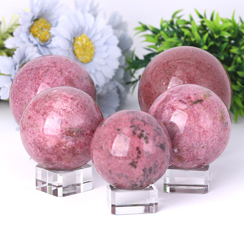 Rhodonite Crystal Sphere 2.5-4.5 Inch Energy Healing Orb