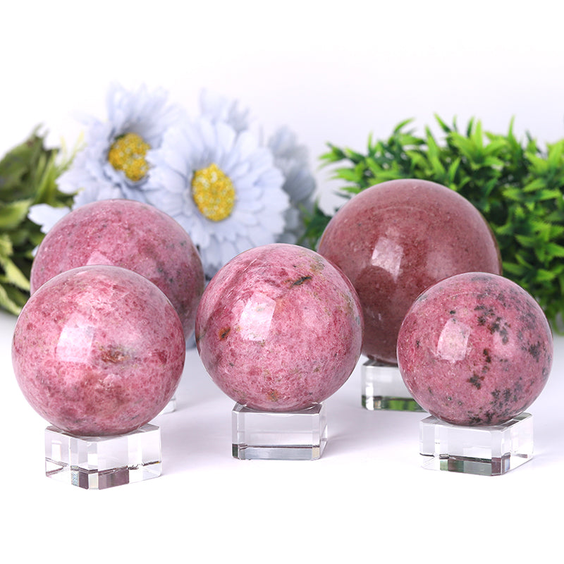 Rhodonite Crystal Sphere 2.5-4.5 Inch Energy Healing Orb