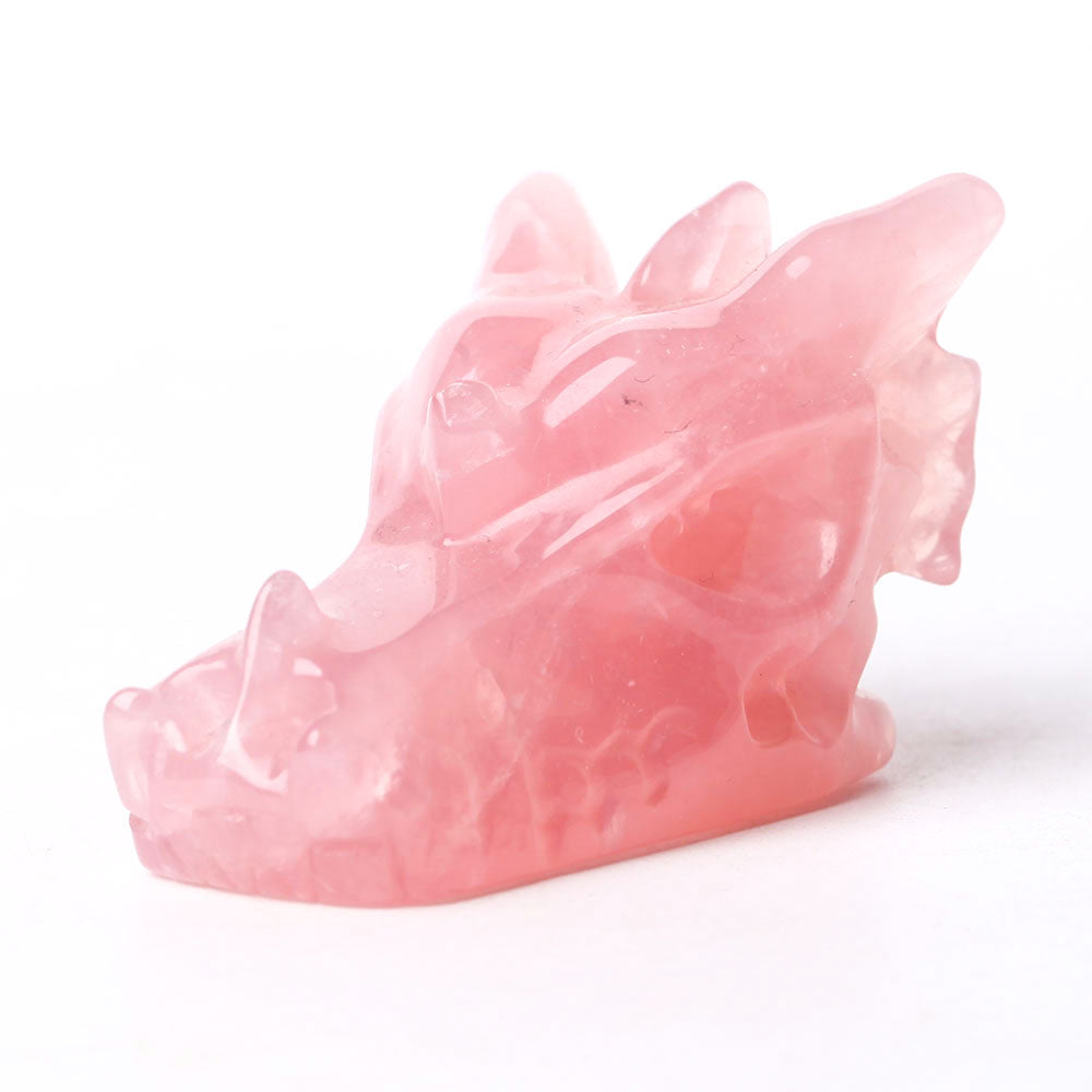 Rose Quartz 2.5 Inch Dragon Head Carving