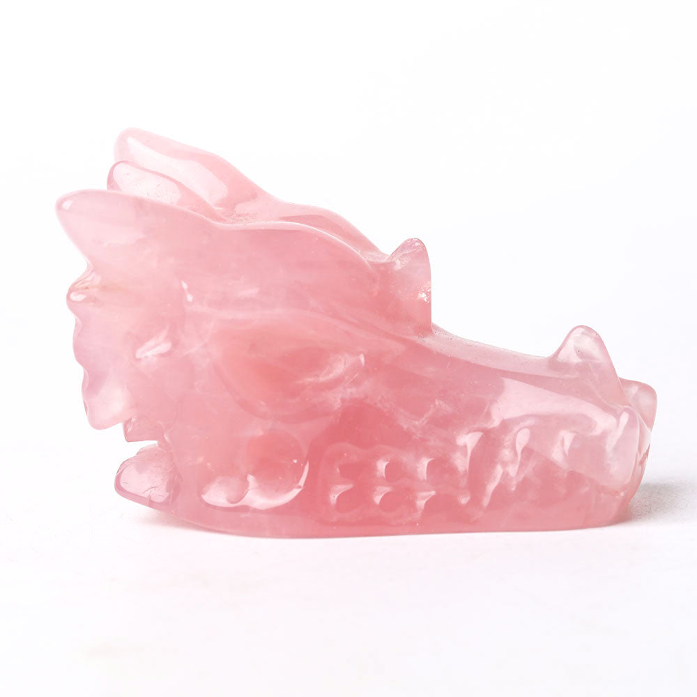 Rose Quartz 2.5 Inch Dragon Head Carving