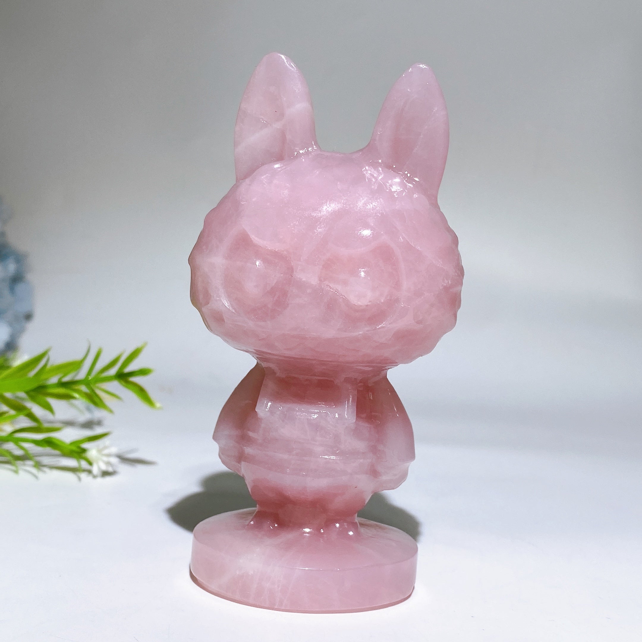 Rose Quartz 4.1in Healing Crystal Rabbit Figurine