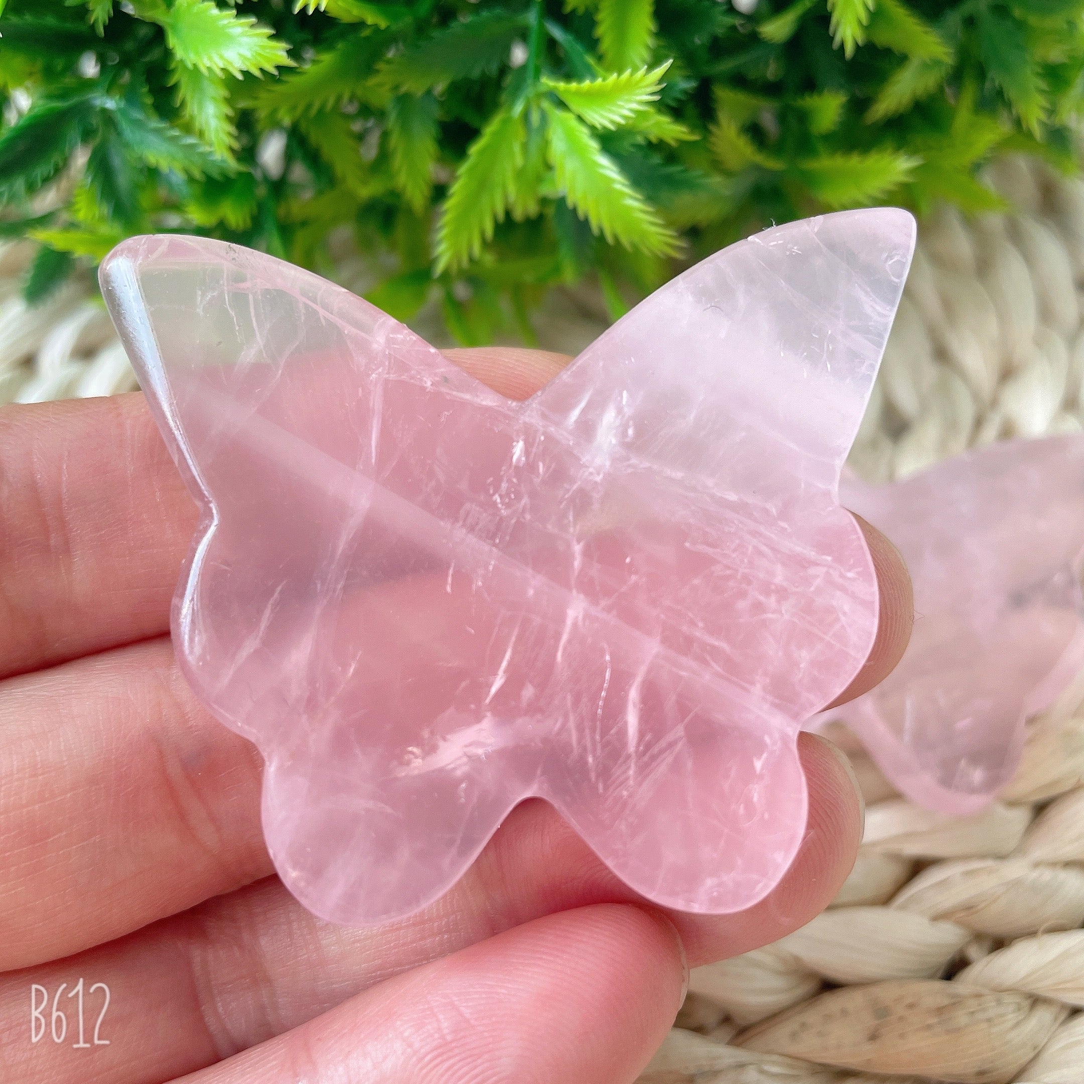 Rose Quartz Butterfly Crystal Carving 1.7 Inch Healing Sculpture
