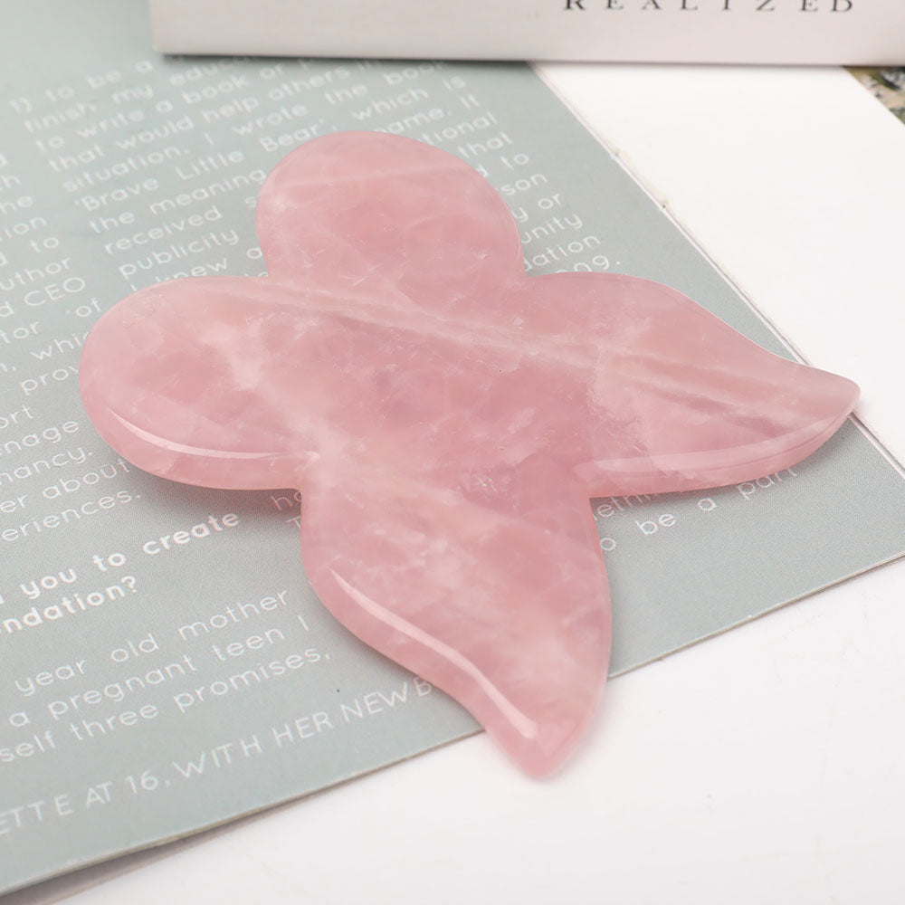 Rose Quartz Butterfly Shape Guasha Board 3" for Healing