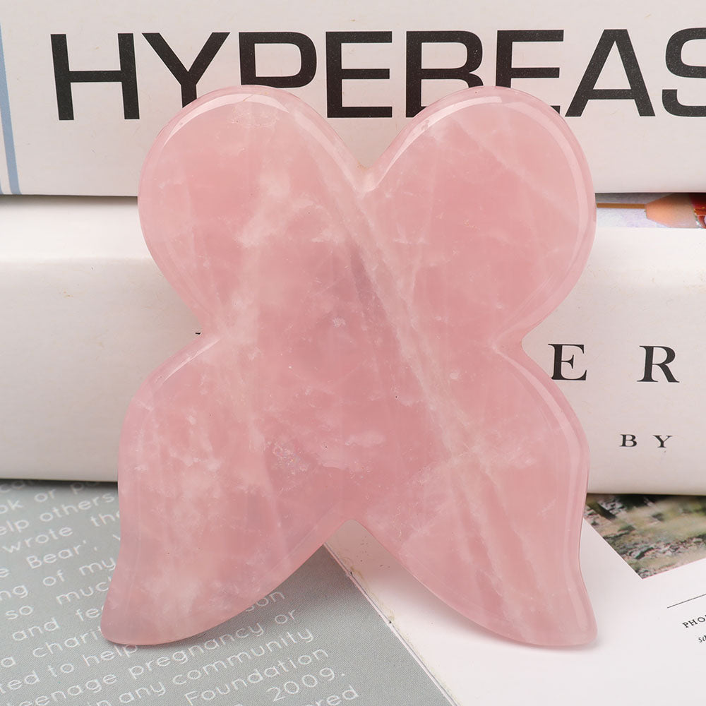 Rose Quartz Butterfly Shape Guasha Board 3" for Healing