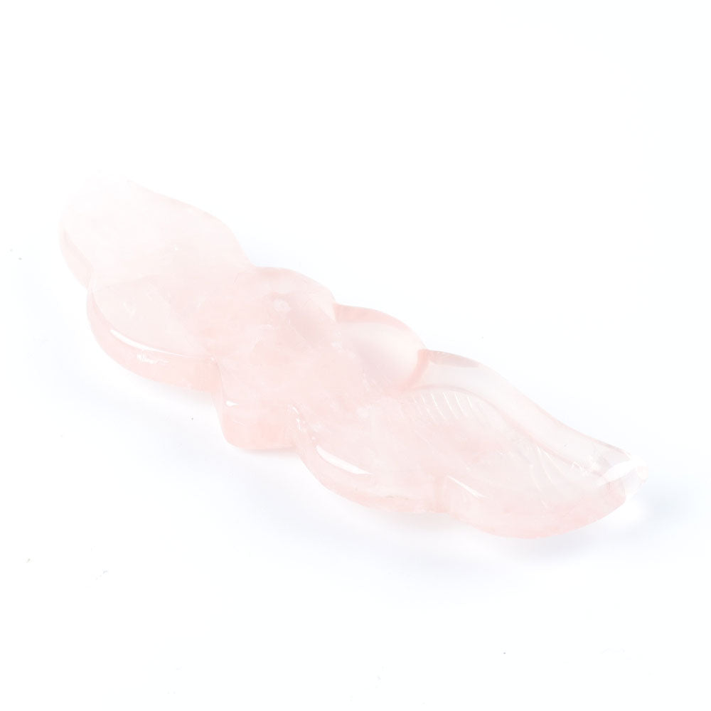 Rose Quartz Carved Heart with Wings 5.14in Healing Crystal