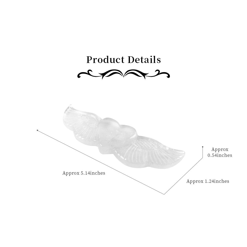 Rose Quartz Carved Heart with Wings 5.14in Healing Crystal