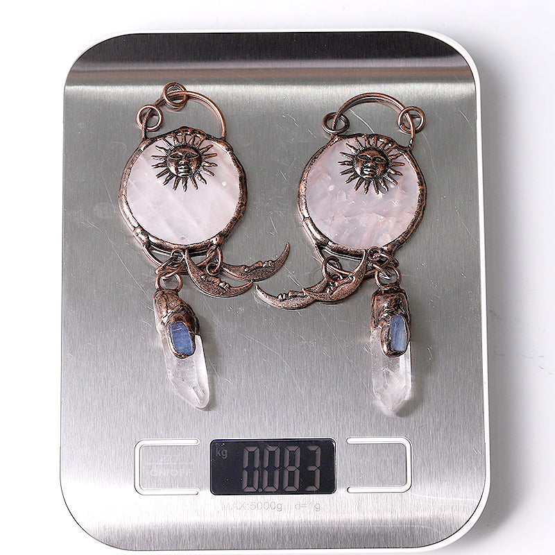 Rose Quartz with Clear Quartz Kyanite 4 inch Pendant